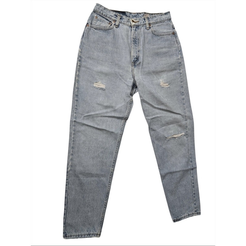 Vintage Levi's 521 Tapered Leg Jeans Light Wash High Rise Distressed USA Made 14